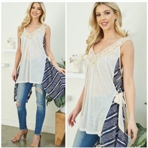 Ryu Cream and Navy Striped Tunic